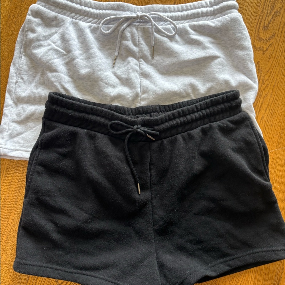Women's Black and Gray Shorts with Pockets